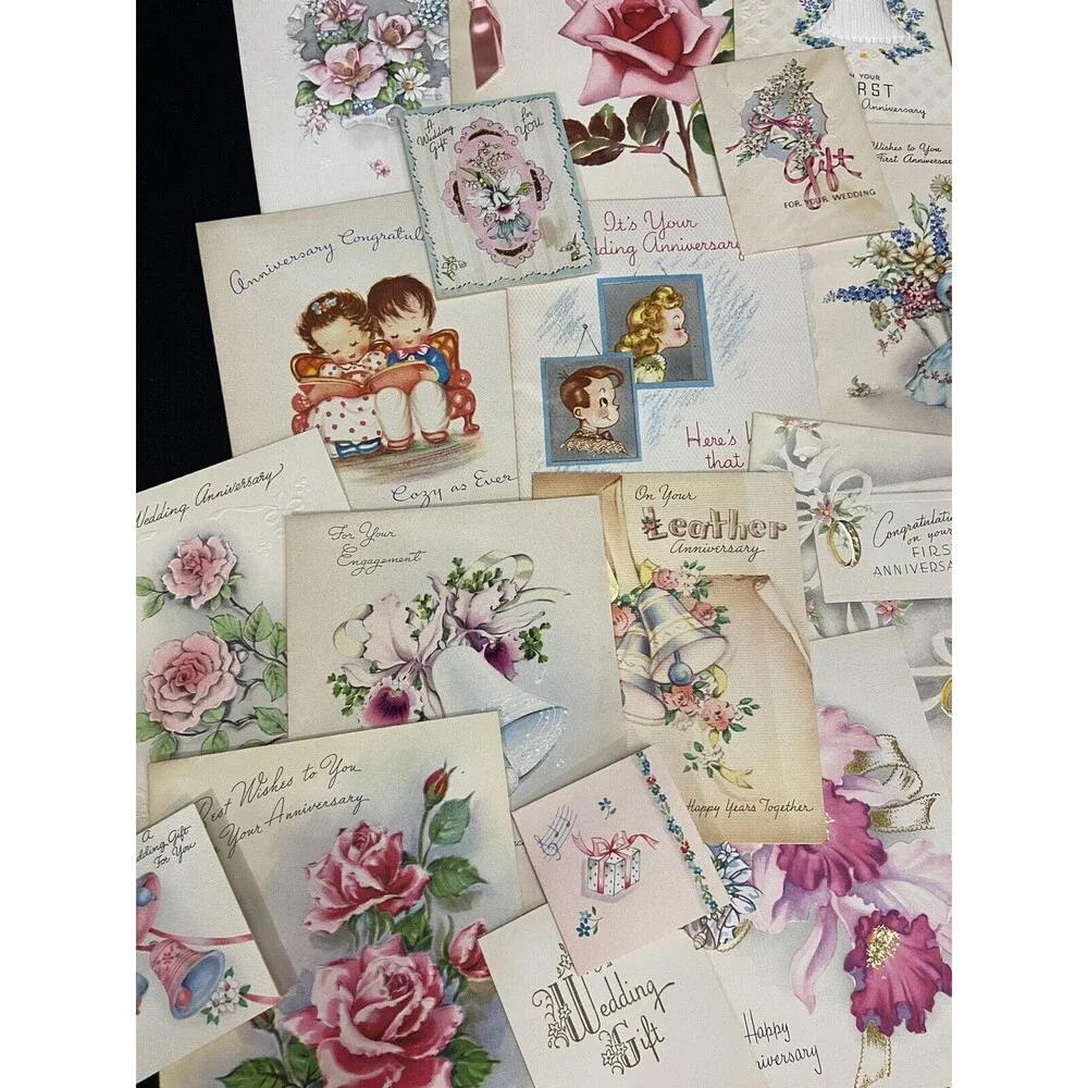 Midcentury Vintage 40s/50 Wedding 25 Cards Signed Paper Ephemera Scrapbook Annev